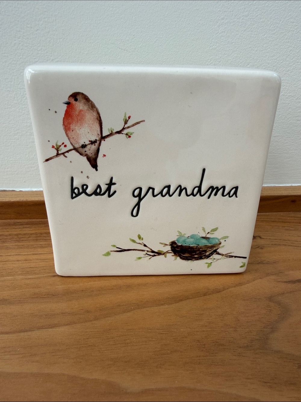 RAE DUNN Artisan Collection Ceramic Decorative Block Plaque "Best Grandma" 202